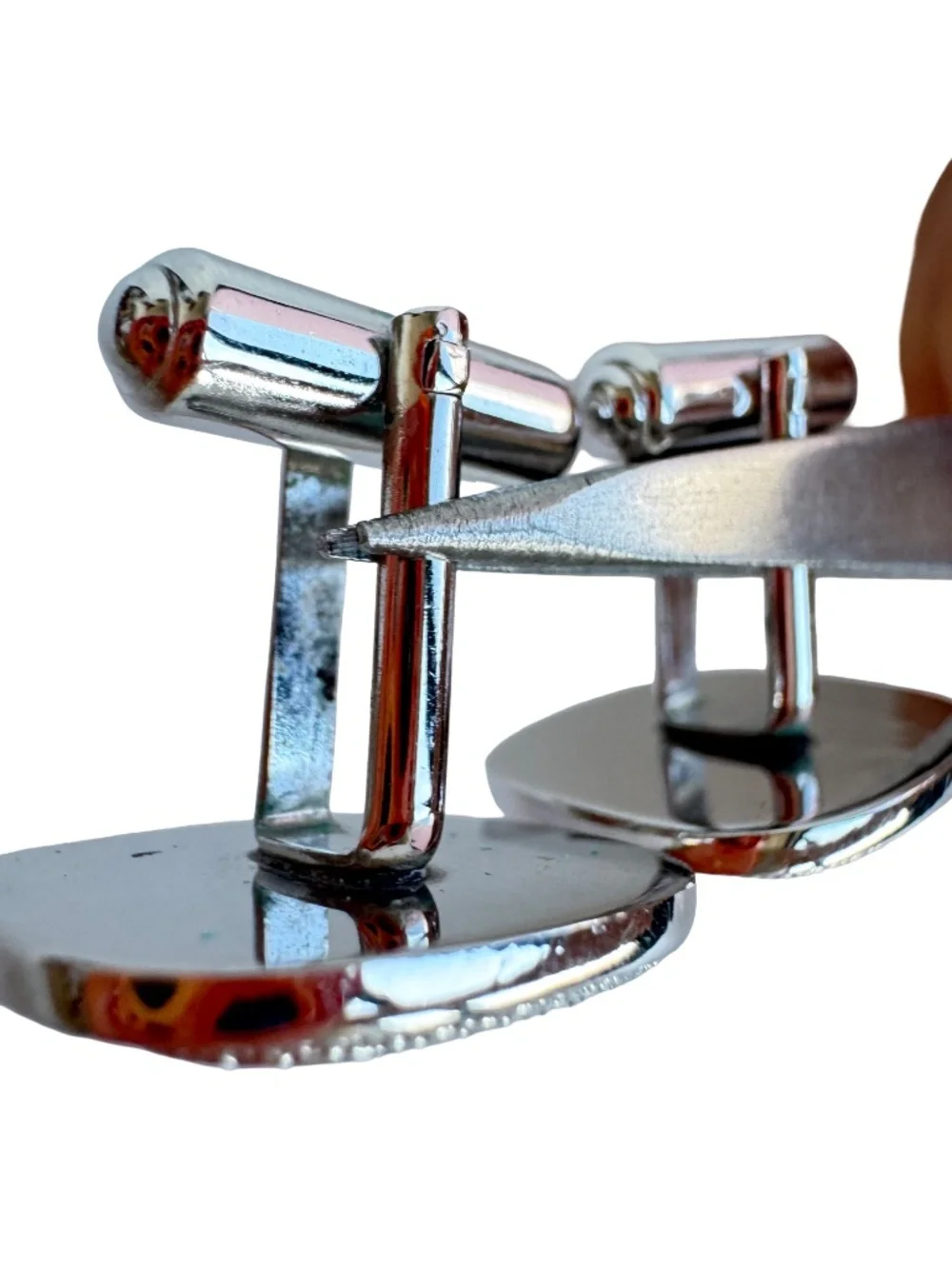 Japanese Cloisonne Cufflinks Purple Enamel Silver Tone Vintage Mens Formalwear